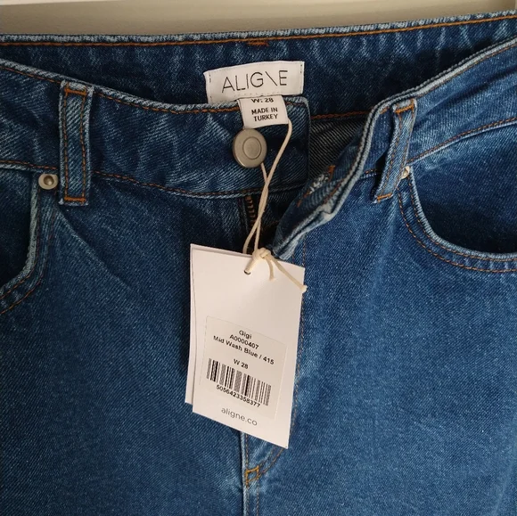 NWT ALIGNE Gigi High Rise Mid Wash Straight Leg Jeans